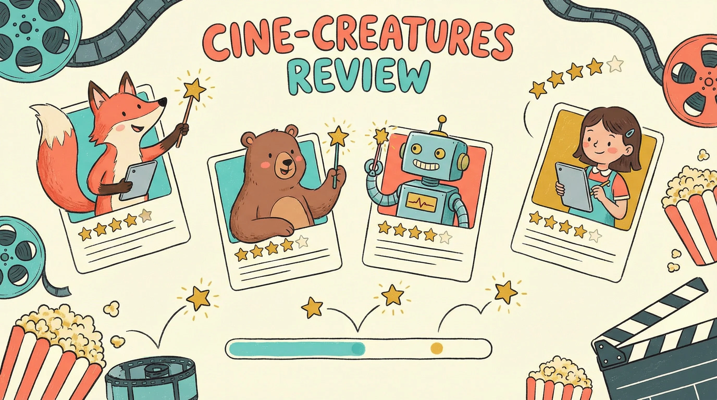 吃瓜大赛在线评审系统插画 - 动画角色进行作品评分和评论